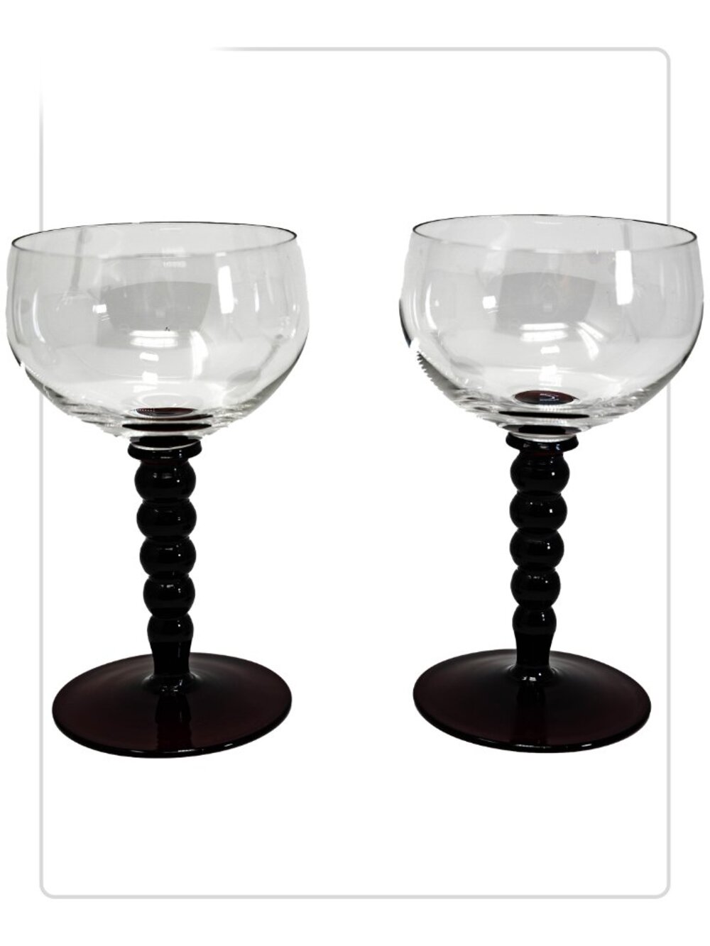 Black Cherry Bubble Stem Glasses (set of 2)